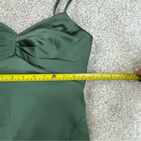 NWT AZAZIE LINIA Eucalyptus Green Mermaid Pleated Stretch Satin Dress Sz A12 - Picture 10 of 14